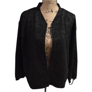 Calvin Klein CK Logo Zip Up Jacket Black Tonal Modern Minimalist Athleisure 2X